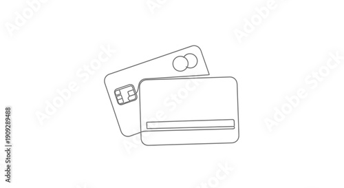 Minimalist Line Art of Two Credit Cards