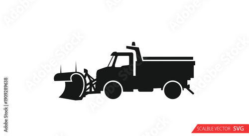 Snow Plow Truck Silhouette Icon