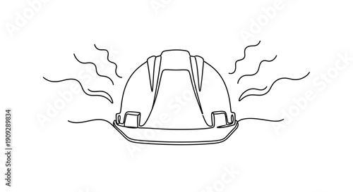Hard hat with heat waves, symbolizing outdoor work, danger, and heat stress