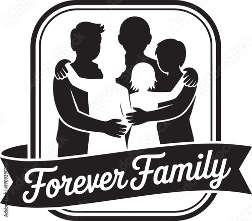 Forever family silhouette embracing in unity representing everlasting love and strong connections