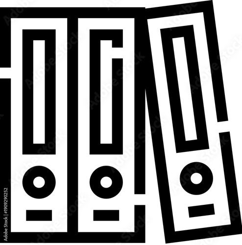 Office archive binders neatly organized on shelves, holding important business, financial and legal documents for secure storage, management, and efficient record keeping