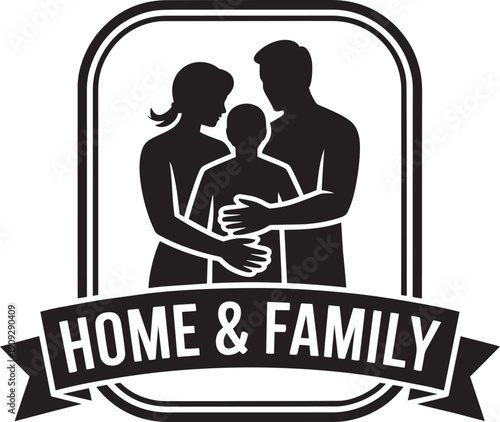Home and family silhouette representing security love and belonging within a warm embrace