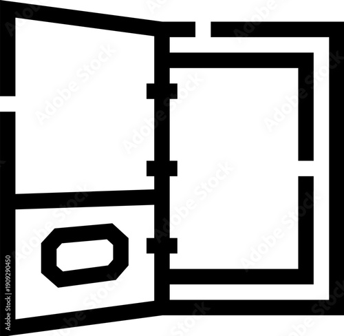Open two flap holder displaying a pocket for stationery, documents, and paper, symbolizing office organization, education, archiving, and information management