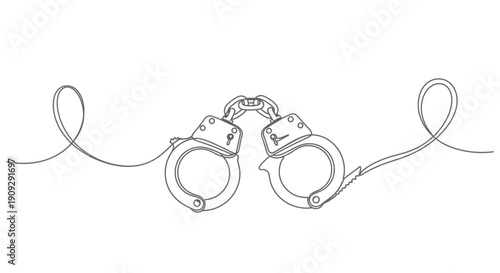 Minimalist Handcuffs Line Art - Symbol of Arrest, Crime, and Freedom