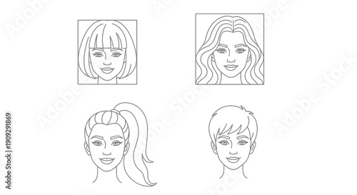 Diverse Faces Collection: Four Unique Portraits of People with Different Hairstyles