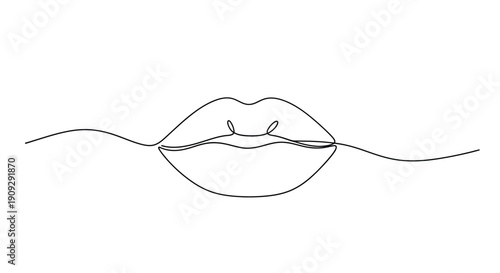 Lips Line Art - Kiss, Pout, and Sensuality