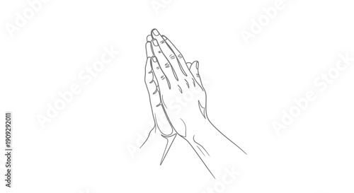 Praying Hands Line Art, Gesture of Hope