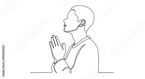 Person in Prayer Continuous Line Art