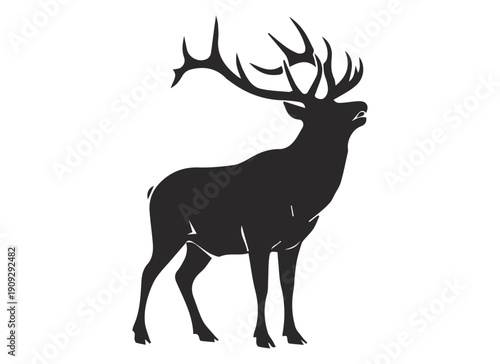 bugling bull elk silhouette, bull elk vector illustration art