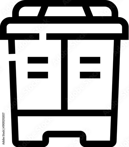 Waste bin icon presenting an outline symbol for trash disposal, garbage collection, and recycling, reflecting themes of environmental care and sustainability