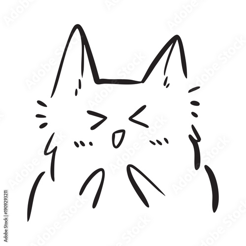 Cute and funny cats doodle line illustration. Cartoon cat or kitten characters design with outline style. Cat Sticker Emoji