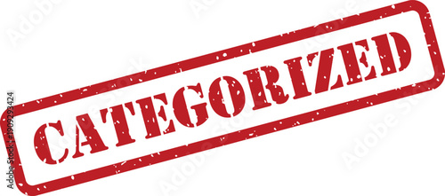 Red grunge rubber stamp impression stating the word CATEGORIZED diagonally across a clean white surface