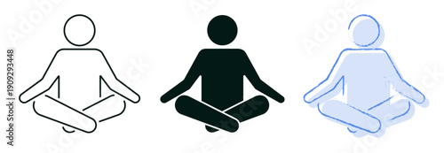 Mindfulness icon set. Mental health and digital wellbeing concept. Line, solid color or black symbol for web and UI. Perfect for apps and digital platforms. Editable vector stroke illustration.