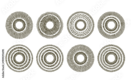 Mushroom Spore Print Silhouette Set - Black Radial Symmetry Fungi Identification Graphics Isolated on White