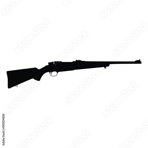 Bolt Action Rifle Silhouette with Scope Mount Details Isolated on white background