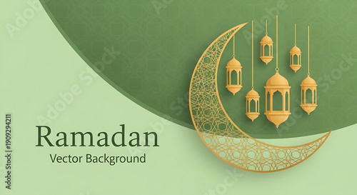 Celebrating Ramadan with lanterns and crescent moon symbolizing Islamic culture and festive atmosphere