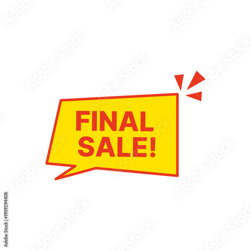 赤と黄色のセールラベルアイコン ファイナルセール 吹き出し 黄