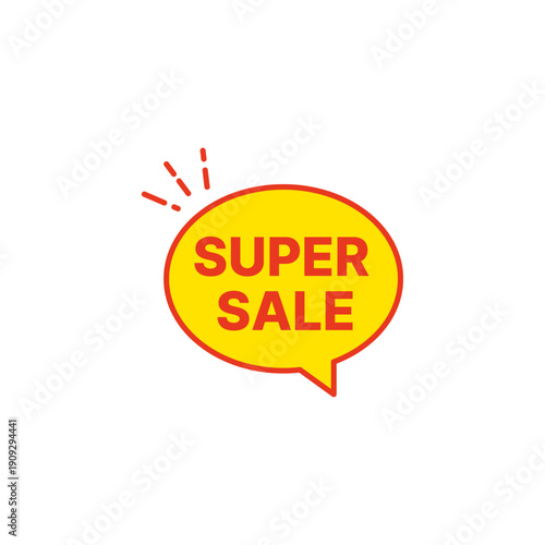 赤と黄色のセールラベルアイコン ふきだし 黄