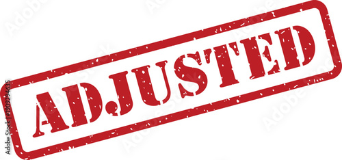 This bold red grunge rubber stamp clearly shows the word adjusted implying a change was made