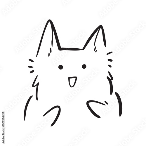 Cute and funny cats doodle line illustration. Cartoon cat or kitten characters design with outline style. Cat Sticker Emoji