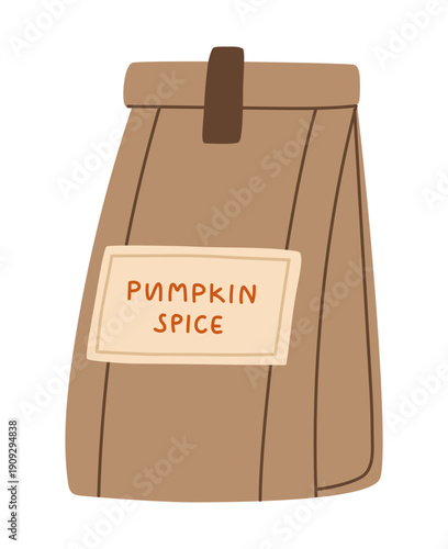 Pumpkin spice coffee cup for autumn season. Cozy fall drink illustration for cafe menus, seasonal branding, and lifestyle designs. Hand drawn vector illustration.