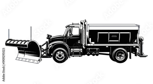 Snow Plow Truck Illustration - Winter Service Vehicle