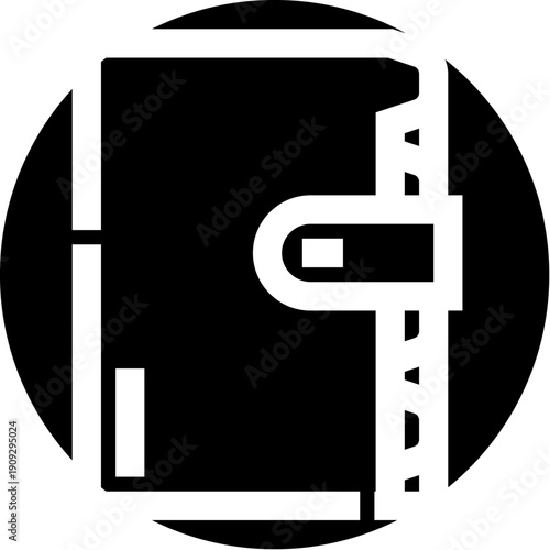 Personal organizer with clasp closure symbolizing planning, scheduling and memory management for daily tasks, appointments and notes clean, minimal icon for apps and print