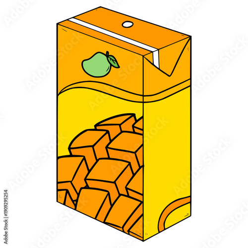 mango juice box ready to drink illustration hand drawn isolated vector