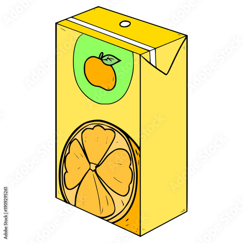 orange juice box ready to drink illustration hand drawn isolated vector
