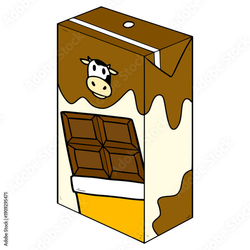 chocolate milk carton ready to drink illustration hand drawn isolated vector