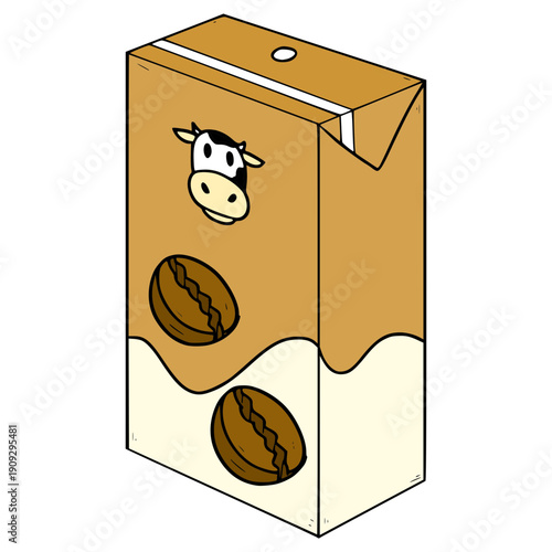 latte carton ready to drink illustration hand drawn isolated vector