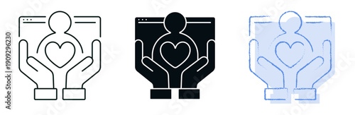 Empathic Communication icon. Mental health and digital wellbeing concept. Line, solid color or black symbol for web and UI. Perfect for apps and digital platforms. Editable vector stroke illustration.