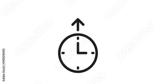 Clock Icon with Up Arrow Symbolizing Time Management, Deadline, and Efficiency