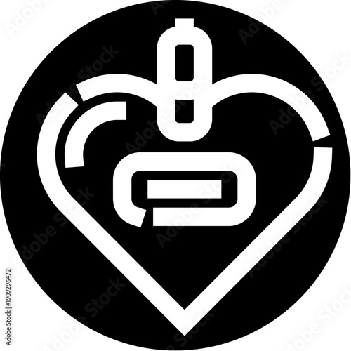 Abstract monochrome symbol combining a crown interlocking with a heart shaped padlock, representing enduring love, security, royalty, and valued connection in a clean graphic form