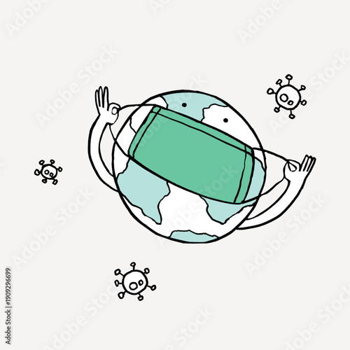 Global pandemic doodle collage element vector