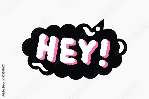 Hey word speech bubble collage element vector