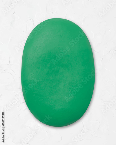 Green oval shape clay textured collage element vector