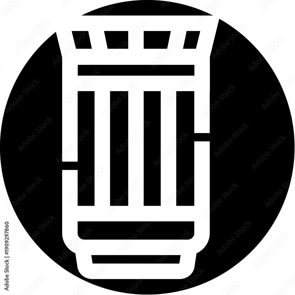 Fototapeta premium Ancient pillar displaying architectural heritage, representing history, support, strength, and classical design within a minimalist black circular background