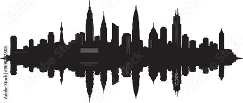City silhouette vector set. Panorama city background. Skyline urban border collection.