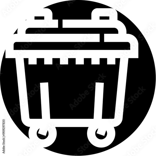 Wheeled waste container icon representing refuse segregation, sanitation, and recycling concepts for environment protection and responsible discard practices