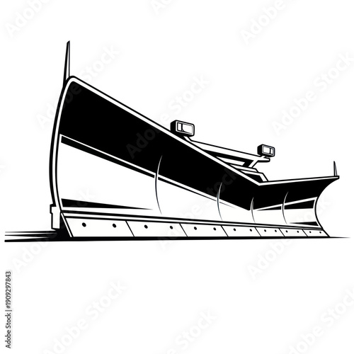 Snow Plow Blade Vector Illustration - Winter Snow Removal Equipment