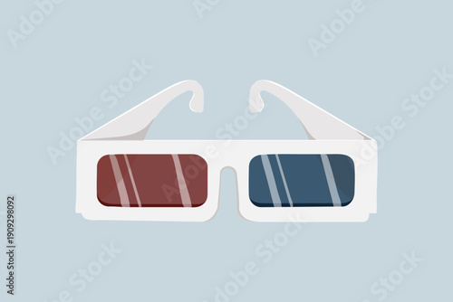 White 3d movie glasses, entertainment illustration vector