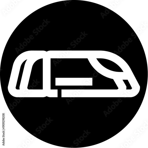 High speed passenger train icon illustrating rapid transit, efficient transportation, and future mobility for urban and intercity travel on a black background