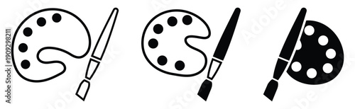 Artist palette with paint brush showing painting tools, creativity and artistic expression vector illustration.