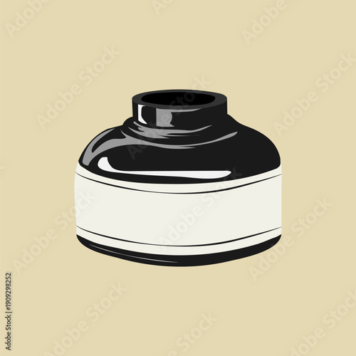 Ink bottle, aesthetic illustration vector