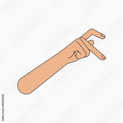 Half-heart hand sign, flat collage element vector