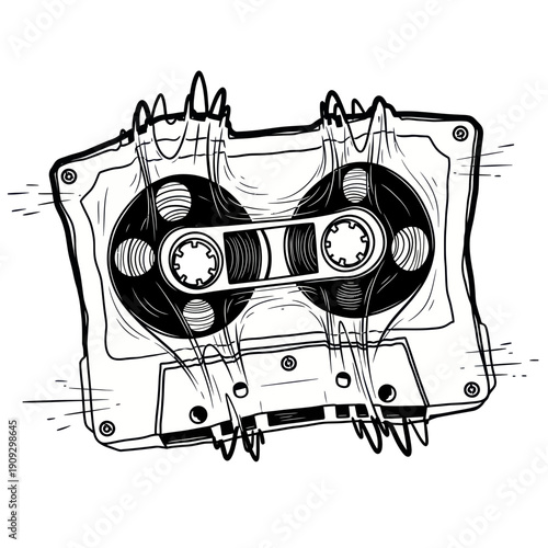 Melting Cassette Tape Retro Music Audio Vintage Design