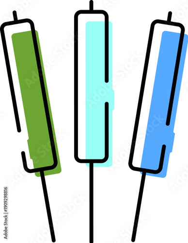 Candlestick chart icons on a digital trading screen showing market movements, price trends and investment data for finance, stock analysis, trading strategy and economic growth