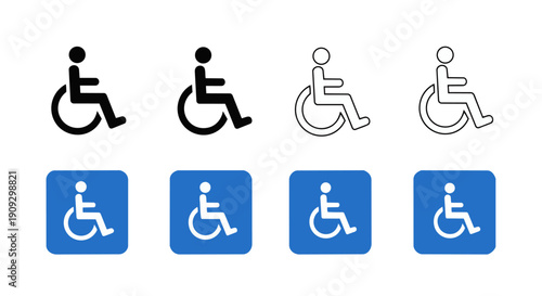 Wheelchair accessibility icon set – disabled access symbol vector pack