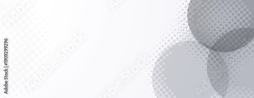 White background with gray circles and halftone dotted texture. The background is modern and minimal, featuring white and gray tones. Minimal halftone vector gradient background